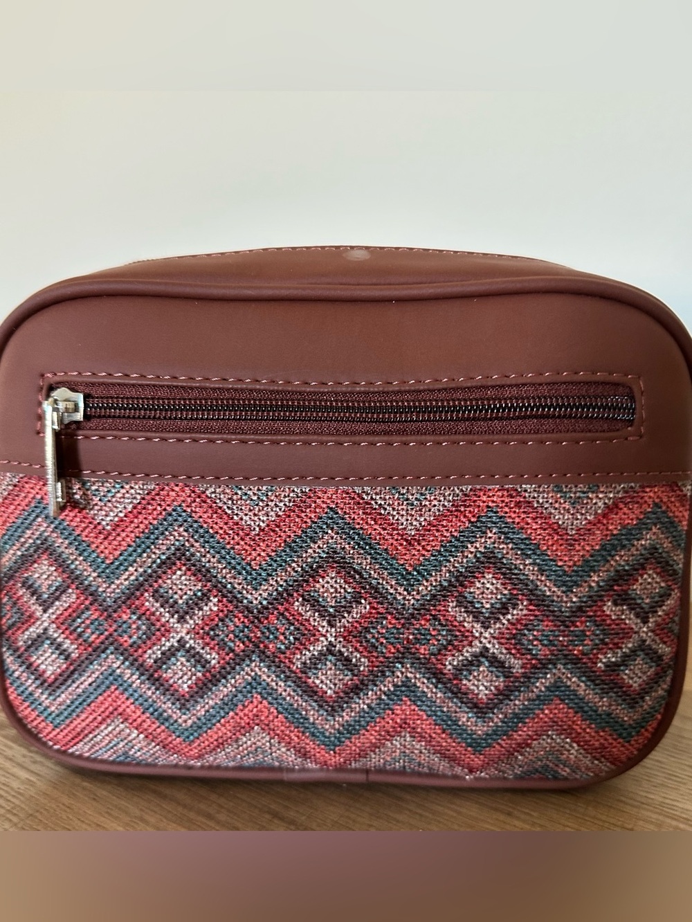 Zouk Handcrafted Autumn Sling Bag Brown Vegan Leather Boho Woven Crossbody